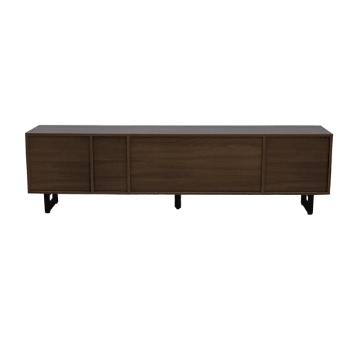 Móvel de TV 180x38 cm - 4 portas, baixo, design vintage - Preto e Natural Móvel de TV 180x38 cm - 4 portas, baixo, design vintage - Preto e Natural