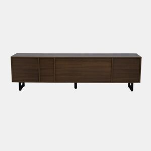 Móvel de TV 180x38 cm - 4 portas, baixo, design vintage - Preto e Natural