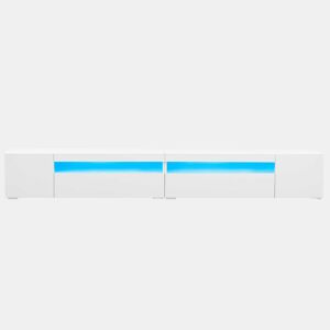 Móvel de TV 240 cm - Painel brilhante, iluminação LED variável - Branco