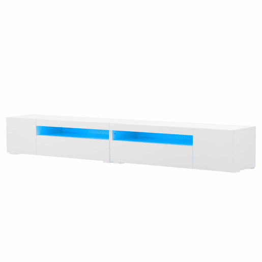 Móvel de TV 240 cm - Painel brilhante, iluminação LED variável - Branco Móvel de TV 240 cm - Painel brilhante, iluminação LED variável - Branco
