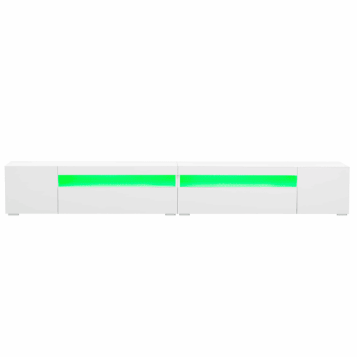 Móvel de TV 240 cm - Painel brilhante, iluminação LED variável - Branco Móvel de TV 240 cm - Painel brilhante, iluminação LED variável - Branco