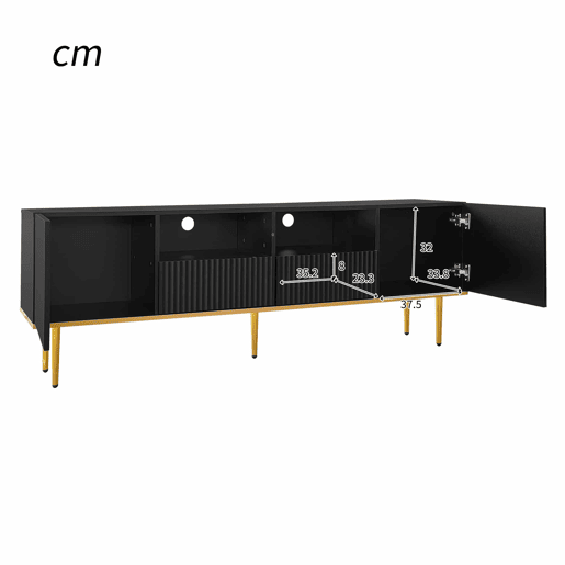 Móvel moderno para televisão - com 2 portas e 2 gavetas - pés metálicos - Preto Móvel moderno para televisão - com 2 portas e 2 gavetas - pés metálicos - Preto