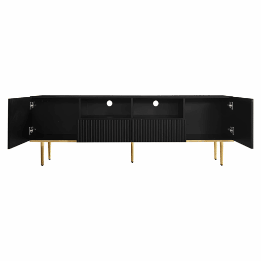 Móvel moderno para televisão - com 2 portas e 2 gavetas - pés metálicos - Preto Móvel moderno para televisão - com 2 portas e 2 gavetas - pés metálicos - Preto