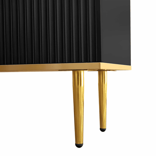 Móvel moderno para televisão - com 2 portas e 2 gavetas - pés metálicos - Preto Móvel moderno para televisão - com 2 portas e 2 gavetas - pés metálicos - Preto