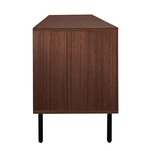 Móvel de TV Lowboard - Textura esculpida, LED e porta de vidro temperado - Preto, Nogueira Móvel de TV Lowboard - Textura esculpida, LED e porta de vidro temperado - Preto, Nogueira