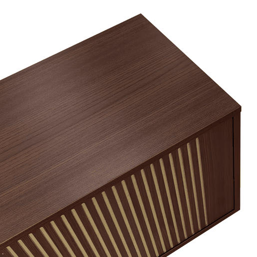 Móvel de TV Lowboard - Textura esculpida, LED e porta de vidro temperado - Preto, Nogueira Móvel de TV Lowboard - Textura esculpida, LED e porta de vidro temperado - Preto, Nogueira