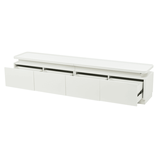 Móvel para TV 180x34x40 cm - Com 4 gavetas, LED, baixo brilho, para TV de 80 - Branco Móvel para TV 180x34x40 cm - Com 4 gavetas, LED, baixo brilho, para TV de 80 - Branco