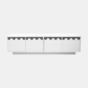 Móvel de TV 170x40 cm - 4 portas com design ondulado - Moderno - Bege