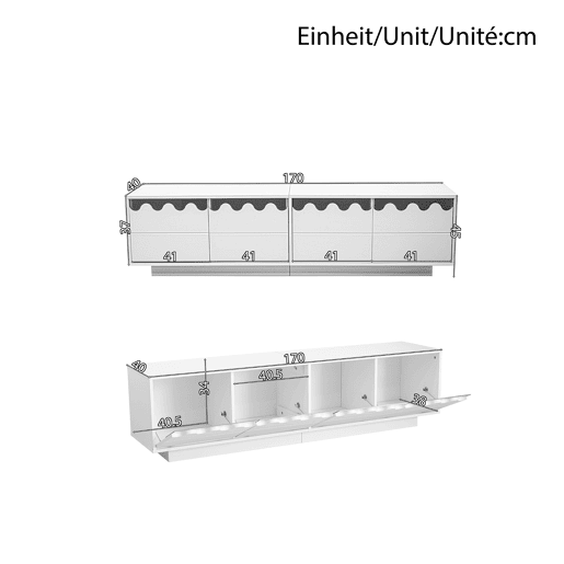 Móvel de TV 170x40 cm - 4 portas com design ondulado - Moderno - Bege Móvel de TV 170x40 cm - 4 portas com design ondulado - Moderno - Bege