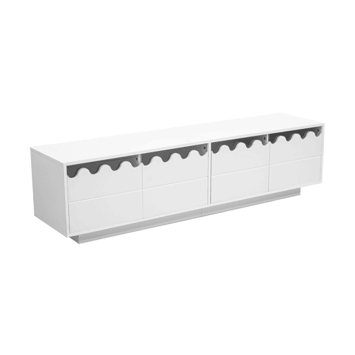 Móvel de TV 170x40 cm - 4 portas com design ondulado - Moderno - Bege Móvel de TV 170x40 cm - 4 portas com design ondulado - Moderno - Bege