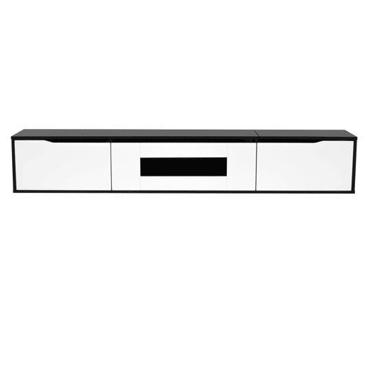 Móvel de TV 180 cm - Moderno com LED, USB e luz mutável - Preto e Branco