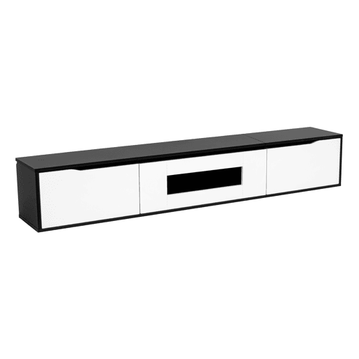 Móvel de TV 180 cm - Moderno com LED, USB e luz mutável - Preto e Branco