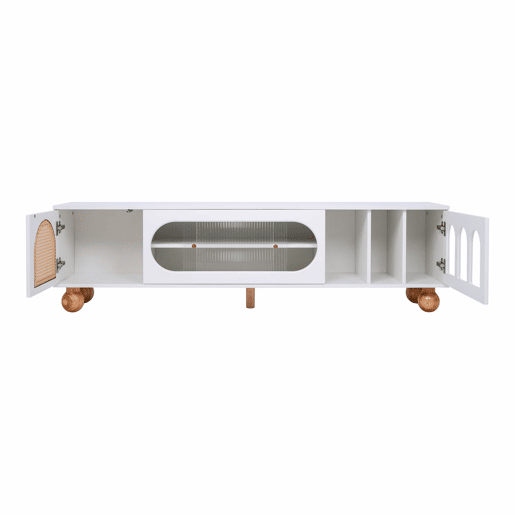 Móvel TV 170cm - 2 portas - 3 zonas abertas em arco - Branco Móvel TV 170cm - 2 portas - 3 zonas abertas em arco - Branco