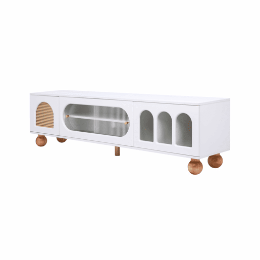 Móvel TV 170cm - 2 portas - 3 zonas abertas em arco - Branco Móvel TV 170cm - 2 portas - 3 zonas abertas em arco - Branco