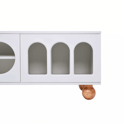 Móvel TV 170cm - 2 portas - 3 zonas abertas em arco - Branco Móvel TV 170cm - 2 portas - 3 zonas abertas em arco - Branco