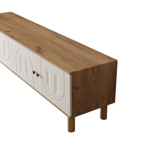 Conjunto de parede de 3 peças - painéis de porta esculpidos, branco e madeira