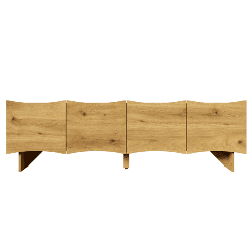 Móvel de TV moderno 155 cm - Estilo ondulado, 4 portas, arrumação e passagem de cabos - Natural Móvel de TV moderno 155 cm - Estilo ondulado, 4 portas, arrumação e passagem de cabos - Natural