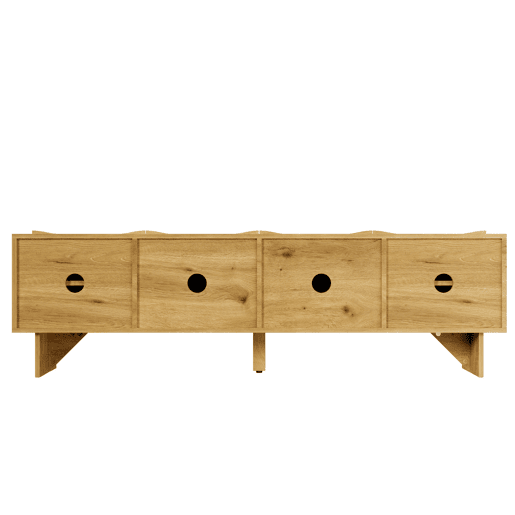 Móvel de TV moderno 155 cm - Estilo ondulado, 4 portas, arrumação e passagem de cabos - Natural Móvel de TV moderno 155 cm - Estilo ondulado, 4 portas, arrumação e passagem de cabos - Natural
