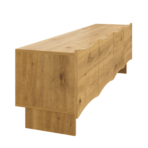 Móvel de TV moderno 155 cm - Estilo ondulado, 4 portas, arrumação e passagem de cabos - Natural Móvel de TV moderno 155 cm - Estilo ondulado, 4 portas, arrumação e passagem de cabos - Natural