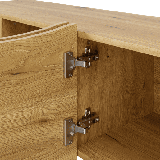 Móvel de TV moderno 155 cm - Estilo ondulado, 4 portas, arrumação e passagem de cabos - Natural Móvel de TV moderno 155 cm - Estilo ondulado, 4 portas, arrumação e passagem de cabos - Natural