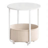 Mesa auxiliar redonda 45x45 cm - Design simples para a sala de estar, estilo moderno - Branco