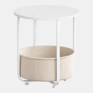Mesa auxiliar redonda 45x45 cm - Design simples para a sala de estar, estilo moderno - Branco
