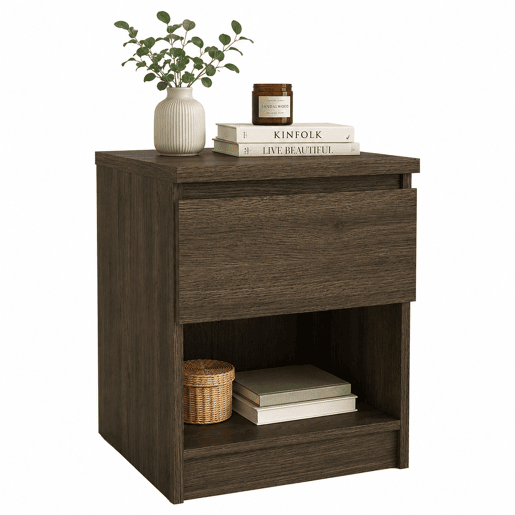 Sil Mesa de Cabeceira 1 Gaveta Narbonne Oak 41x40x50 cm  Mesa Auxiliar para Quarto com Prateleira Aberta e Design Moderno