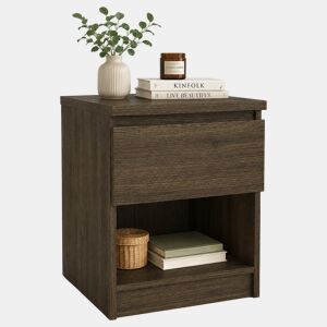 Sil Mesa de Cabeceira 1 Gaveta Narbonne Oak 41x40x50 cm Mesa Auxiliar para Quarto com Prateleira Aberta e Design Moderno
