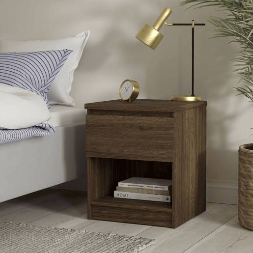 Sil Mesa de Cabeceira 1 Gaveta Narbonne Oak 41x40x50 cm  Mesa Auxiliar para Quarto com Prateleira Aberta e Design Moderno