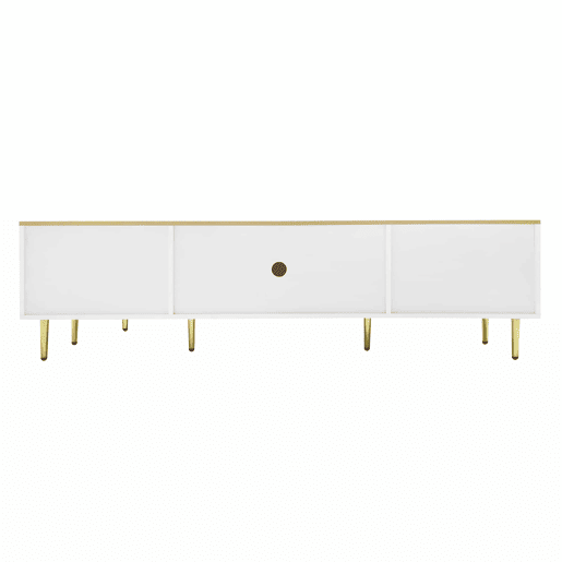 Móvel TV escandinavo 170 cm com LED - 4 gavetas - folheado a mármore - Branco Móvel TV escandinavo 170 cm com LED - 4 gavetas - folheado a mármore - Branco