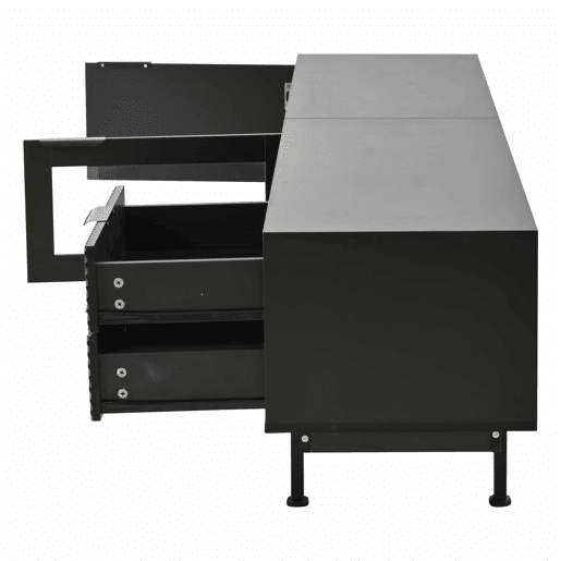 Móvel de TV 200x40x50,5 cm - Lowboard com 2 portas e 2 gavetas, suporte para TV com grande capacidade de armazenamento - Preto Móvel de TV 200x40x50,5 cm - Lowboard com 2 portas e 2 gavetas, suporte para TV com grande capacidade de armazenamento - Preto