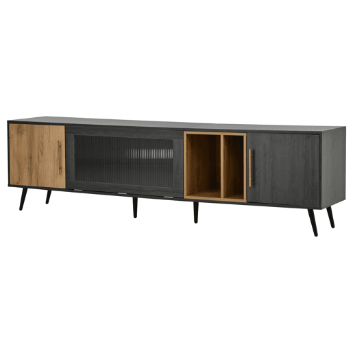 Móvel para TV 200x40x55,5 cm - Design elegante, para TV de 90 - Cinza e madeira Móvel para TV 200x40x55,5 cm - Design elegante, para TV de 90 - Cinza e madeira