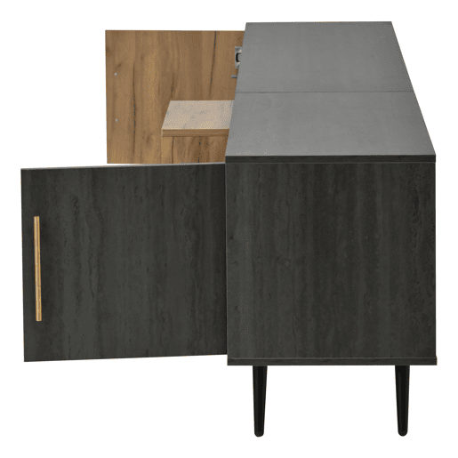 Móvel para TV 200x40x55,5 cm - Design elegante, para TV de 90 - Cinza e madeira Móvel para TV 200x40x55,5 cm - Design elegante, para TV de 90 - Cinza e madeira