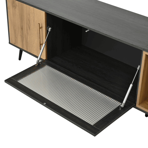 Móvel para TV 200x40x55,5 cm - Design elegante, para TV de 90 - Cinza e madeira Móvel para TV 200x40x55,5 cm - Design elegante, para TV de 90 - Cinza e madeira