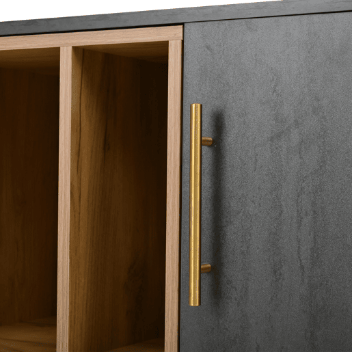 Móvel para TV 200x40x55,5 cm - Design elegante, para TV de 90 - Cinza e madeira Móvel para TV 200x40x55,5 cm - Design elegante, para TV de 90 - Cinza e madeira
