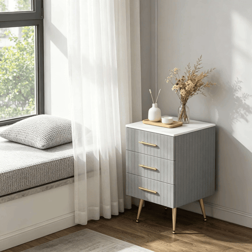 Mesa auxiliar 41 x 40,5 x 60 cm u2014 com gaveta, mesa de centro pequena, prática e multifuncional u2014 Cinza