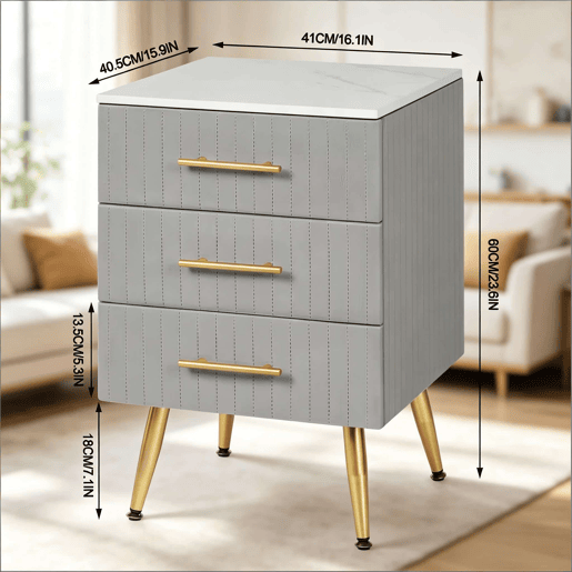 Mesa auxiliar 41 x 40,5 x 60 cm u2014 com gaveta, mesa de centro pequena, prática e multifuncional u2014 Cinza