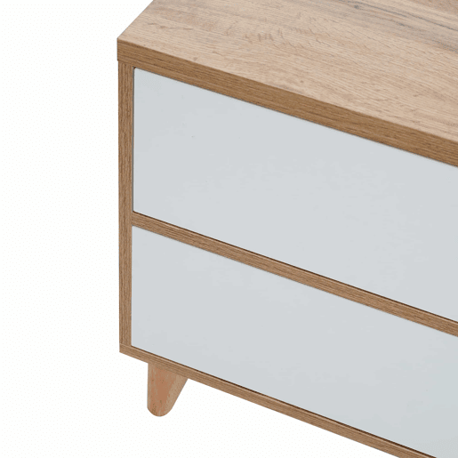 Armário TV 175cm - 5 portas + 2 compartimentos - estilo contemporâneo - Natural e Branco
