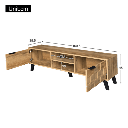 Armário moderno para televisão - com 2 portas e 2 compartimentos abertos - Natural Armário moderno para televisão - com 2 portas e 2 compartimentos abertos - Natural