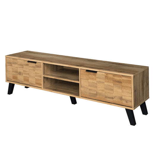 Armário moderno para televisão - com 2 portas e 2 compartimentos abertos - Natural Armário moderno para televisão - com 2 portas e 2 compartimentos abertos - Natural