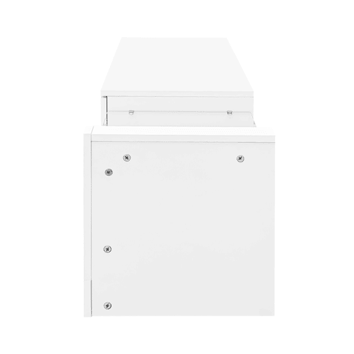 Móvel TV com LED - 2 compartimentos rebatíveis e prateleiras de vidro - Branco