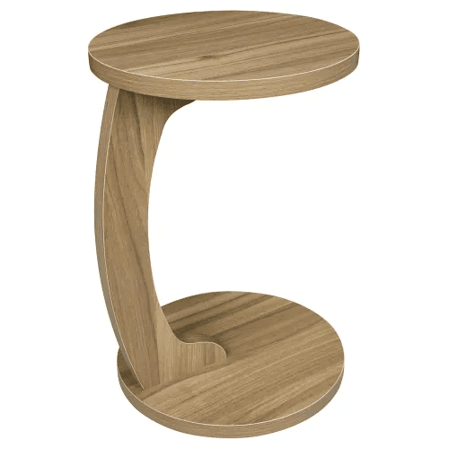 Mesa de centro redonda - Design em forma de C, auxiliar e portátil para sofá ou computador portátil - Carvalho claro Mesa de centro redonda - Design em forma de C, auxiliar e portátil para sofá ou computador portátil - Carvalho claro