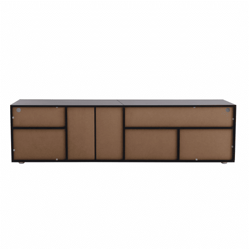 Móvel TV moderno de 180 cm com LED - 3 portas e 5 compartimentos abertos - Preto Móvel TV moderno de 180 cm com LED - 3 portas e 5 compartimentos abertos - Preto
