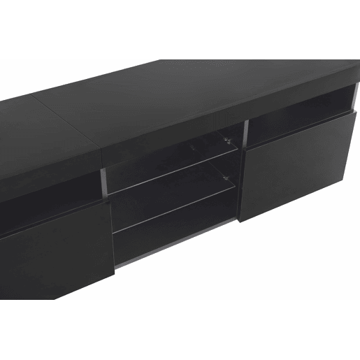 Móvel TV moderno de 180 cm com LED - 3 portas e 5 compartimentos abertos - Preto Móvel TV moderno de 180 cm com LED - 3 portas e 5 compartimentos abertos - Preto