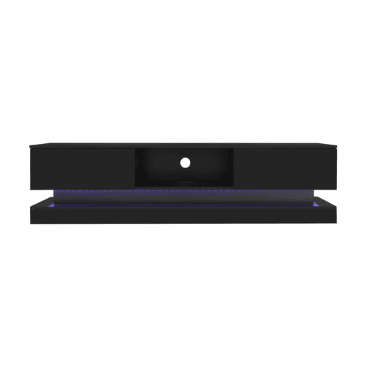 Móvel de TV 160x35x40,5 cm - Com LED, 2 gavetas, controlo de aplicação, design anti-queda - Preto Móvel de TV 160x35x40,5 cm - Com LED, 2 gavetas, controlo de aplicação, design anti-queda - Preto