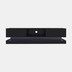 Móvel de TV 160x35x40,5 cm - Com LED, 2 gavetas, controlo de aplicação, design anti-queda - Preto