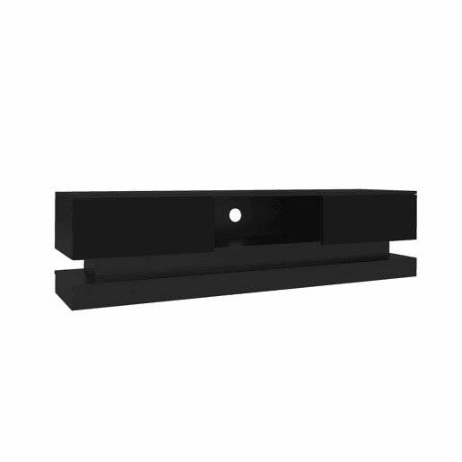 Móvel de TV 160x35x40,5 cm - Com LED, 2 gavetas, controlo de aplicação, design anti-queda - Preto Móvel de TV 160x35x40,5 cm - Com LED, 2 gavetas, controlo de aplicação, design anti-queda - Preto