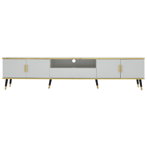 Móvel para TV 200x40x46 cm - Madeira, 2 portas, 1 gaveta, para TVs até 90 - Branco