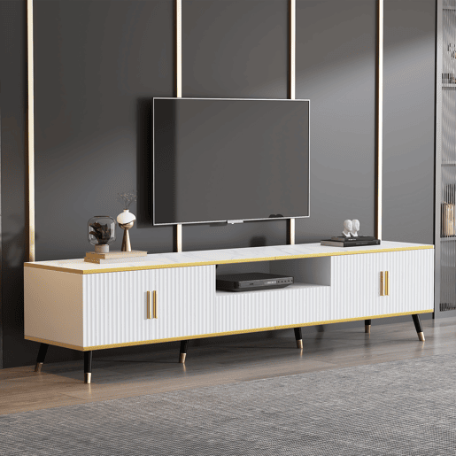 Móvel para TV 200x40x46 cm - Madeira, 2 portas, 1 gaveta, para TVs até 90 - Branco