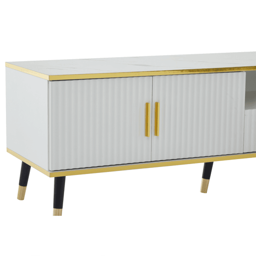 Móvel para TV 200x40x46 cm - Madeira, 2 portas, 1 gaveta, para TVs até 90 - Branco